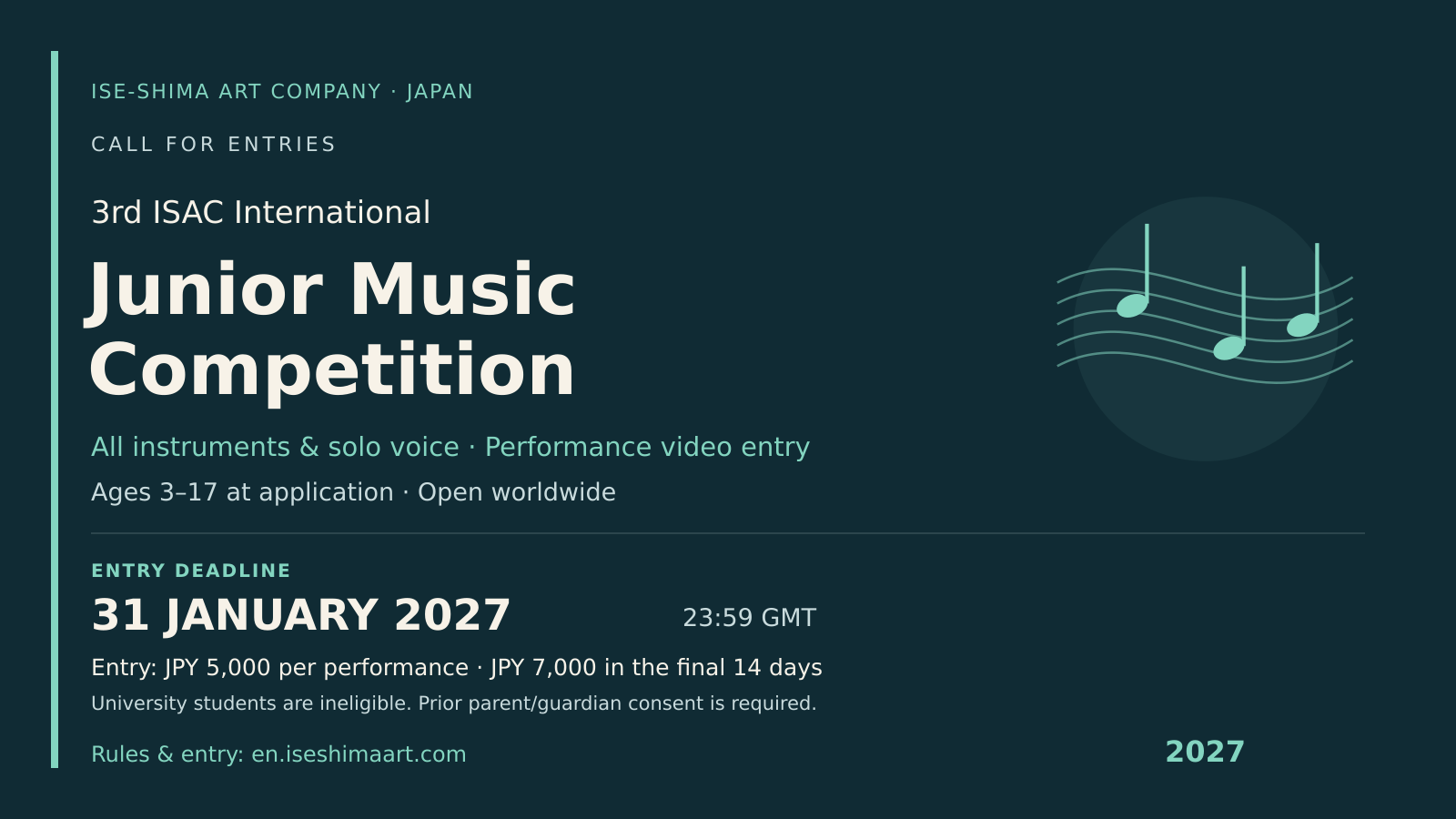 3rd ISAC International Junior Music Competition 2027 (Ages 3–17)