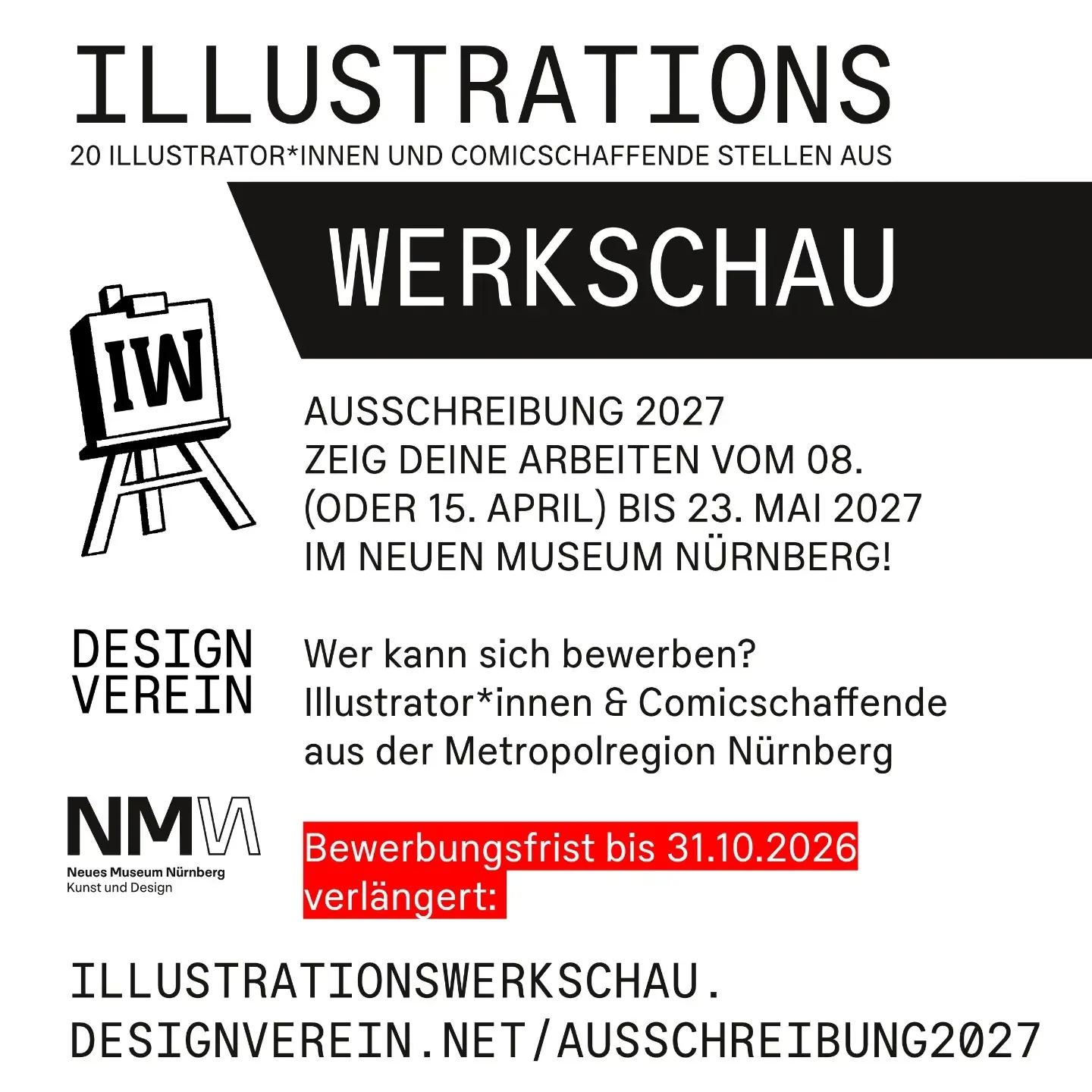 Illustrationswerkschau 2027 — Neues Museum Nürnberg Group Show for Local Illustrators (€50 If Selected)